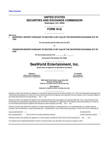 Thumbnail United Parks & Resorts 10-Q Quarterly Report FY2015 