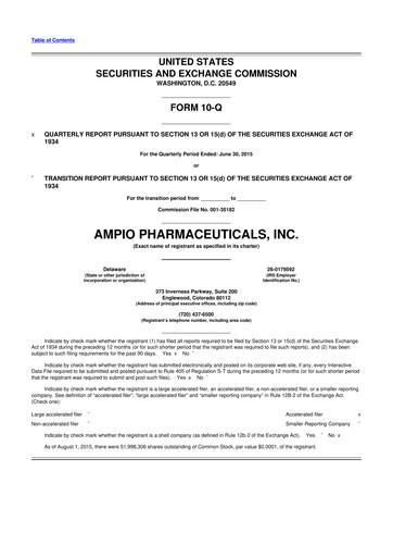 Thumbnail Ampio Pharmaceuticals 10-Q Quarterly Report FY2015 