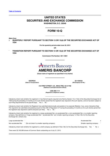 Thumbnail Ameris Bancorp
 10-Q Quarterly Report FY2015 