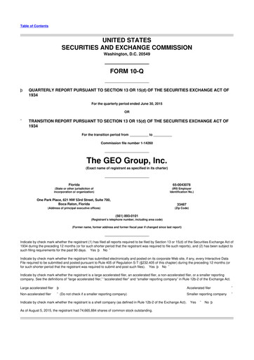 Thumbnail Geo Group 10-Q Quarterly Report FY2015 