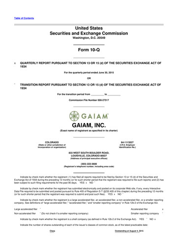 Thumbnail Gaia 10-Q Quarterly Report FY2015 