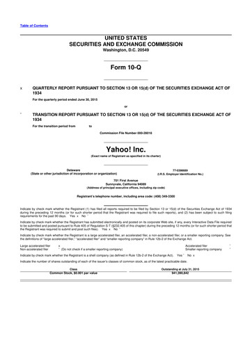 Thumbnail Yahoo Inc. 10-Q Quarterly Report FY2015 