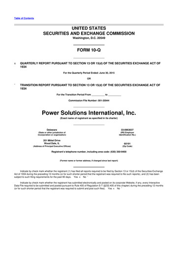 Thumbnail Power Solutions International 10-Q Quarterly Report FY2015 Q2