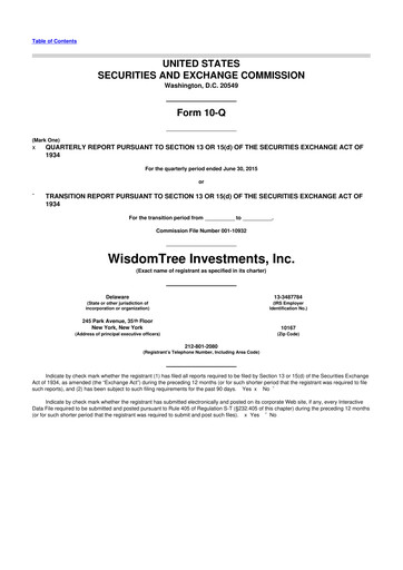 Thumbnail WisdomTree
 10-Q Quarterly Report FY2015 