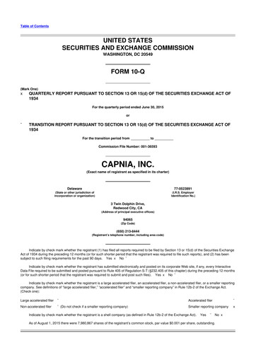 Miniature Soleno Therapeutics 10-Q Rapport trimestriel 2015 