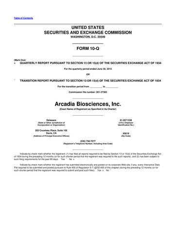Thumbnail Arcadia Biosciences 10-Q Quarterly Report FY2015 