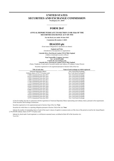 Miniature Diageo 20-F Rapport annuel 