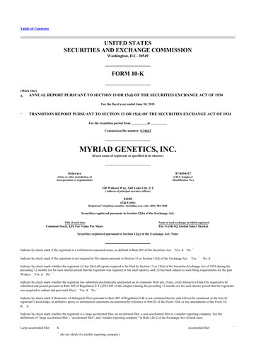 Thumbnail Myriad Genetics 10-K Annual Report 2015