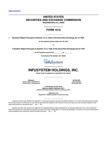 Thumbnail InfuSystem 10-Q Quarterly Report FY2015 