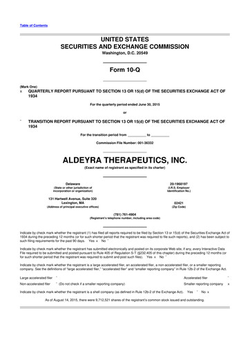 Thumbnail Aldeyra Therapeutics
 10-Q Quarterly Report FY2015 