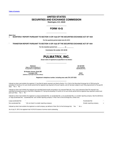 Thumbnail Pulmatrix 10-Q Quarterly Report FY2015 