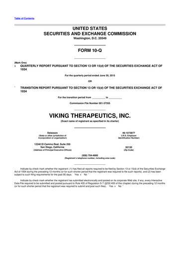 Thumbnail Viking Therapeutics
 10-Q Quarterly Report FY2015 