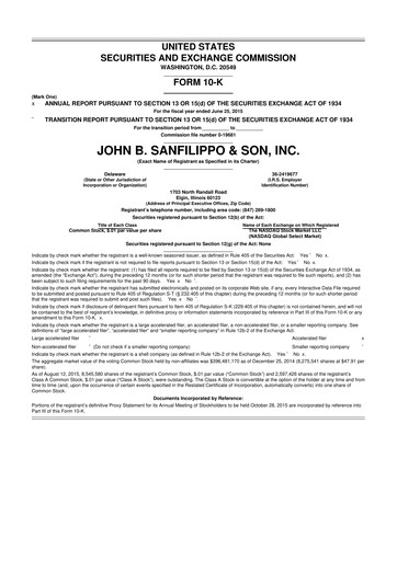 Thumbnail John B. Sanfilippo & Son 10-K Annual Report 2015