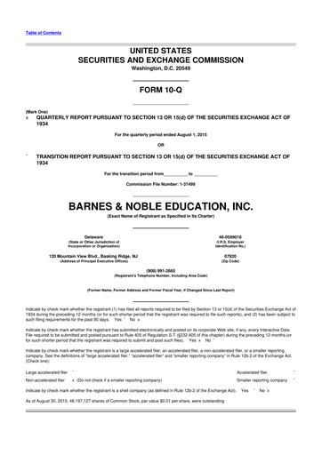 Thumbnail Barnes & Noble Education 10-Q Quarterly Report FY2016 