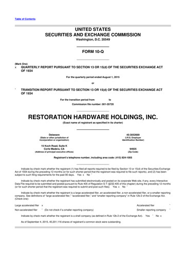 Thumbnail Restoration Hardware
 10-Q Quarterly Report FY2015 