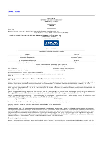 Thumbnail Thor Industries
 10-K Annual Report 2015