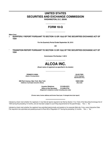 Thumbnail Howmet Aerospace
 10-Q Quarterly Report FY2015 