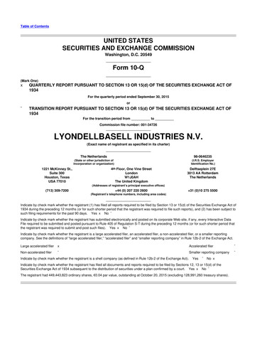Vorschaubild LyondellBasell 10-Q Quartalsbericht 2015 