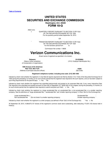 Thumbnail Verizon 10-Q Quarterly Report FY2015 