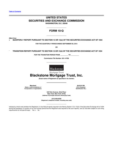 Thumbnail Blackstone Mortgage Trust
 10-Q Quarterly Report FY2015 
