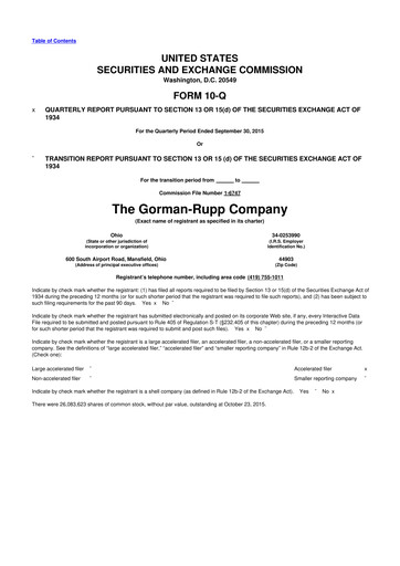 Vorschaubild Gorman-Rupp 10-Q Quartalsbericht 2015 