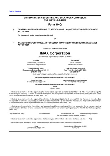 Thumbnail Imax Corp 10-Q Quarterly Report FY2015 