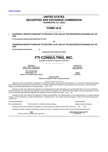 Thumbnail FTI Consulting 10-Q Quarterly Report FY2015 