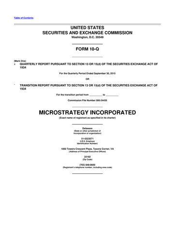 Miniature Strategy 
 (MicroStrategy) 10-Q Rapport trimestriel 2015 