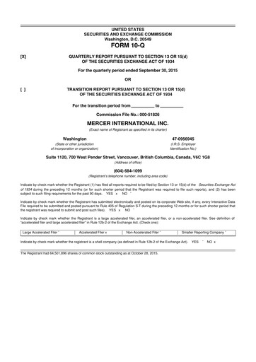 Thumbnail Mercer International 10-Q Quarterly Report FY2015 