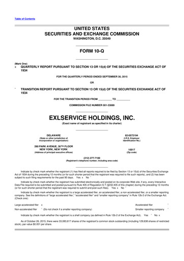 Miniature EXL Service
 10-Q Rapport trimestriel 2015 