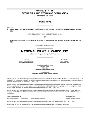 Thumbnail NOV 10-Q Quarterly Report FY2015 