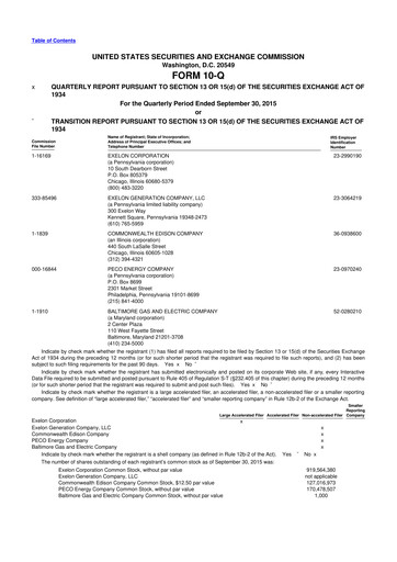 Thumbnail Exelon Corporation 10-Q Quarterly Report FY2015 