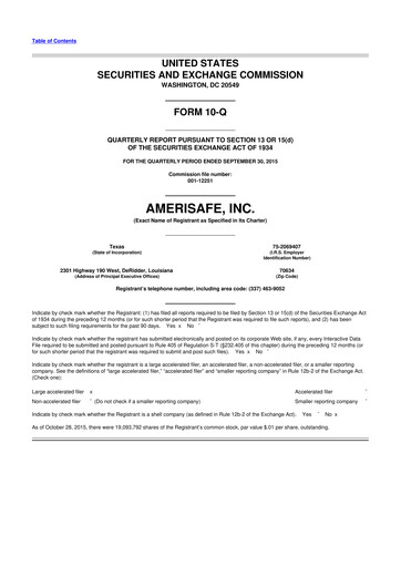 Thumbnail AMERISAFE 10-Q Quarterly Report FY2015 
