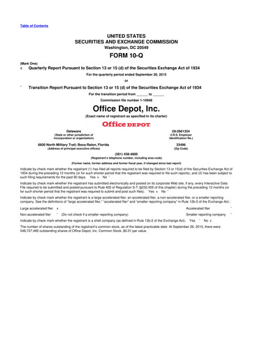 Thumbnail The ODP Corporation
 10-Q Quarterly Report FY2015 