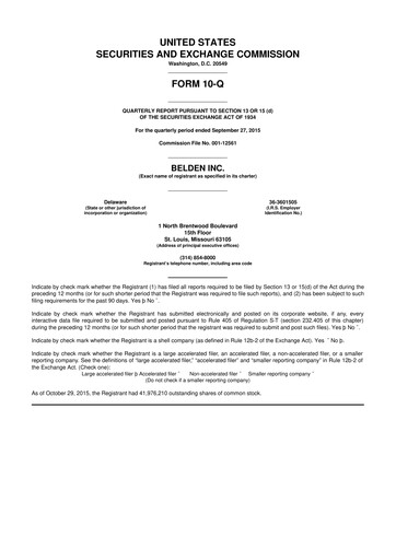 Thumbnail Belden 10-Q Quarterly Report FY2015 