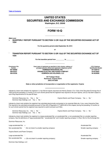Thumbnail Dominion Energy 10-Q Quarterly Report FY 