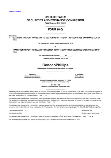 Thumbnail ConocoPhillips 10-Q Quarterly Report FY2015 
