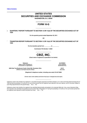 Thumbnail CBIZ 10-Q Quarterly Report FY2015 