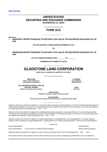 Thumbnail Gladstone Land 10-Q Quarterly Report FY2015 
