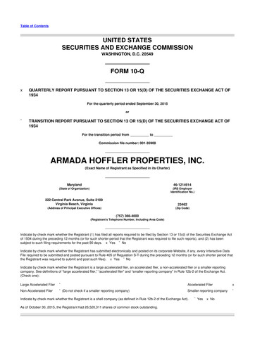 Thumbnail Armada Hoffler Properties
 10-Q Quarterly Report FY2015 