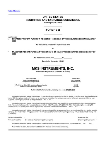 Thumbnail MKS Instruments 10-Q Quarterly Report FY2015 