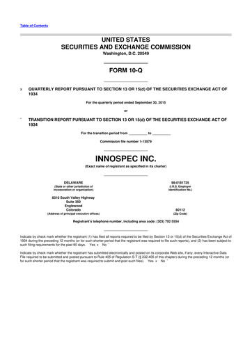 Thumbnail Innospec 10-Q Quarterly Report FY2015 