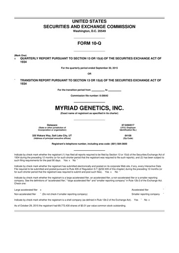 Thumbnail Myriad Genetics 10-Q Quarterly Report FY2016 