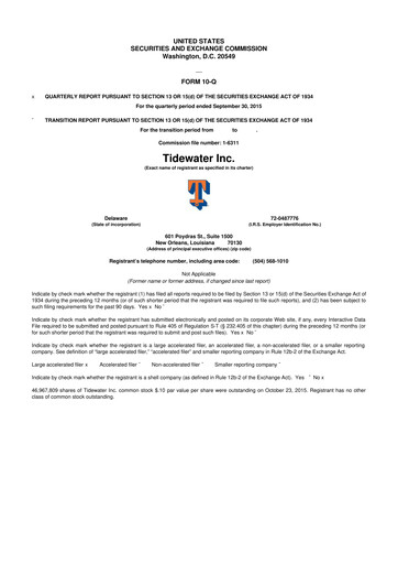 Thumbnail Tidewater 10-Q Quarterly Report FY2016 