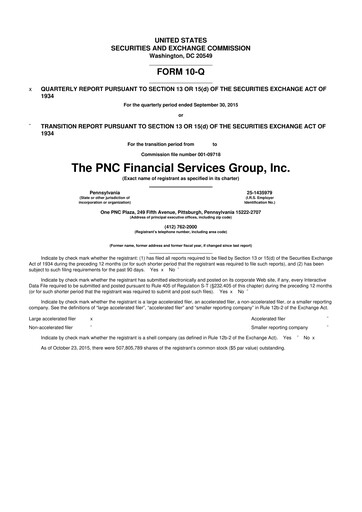 Thumbnail PNC Financial Services 10-Q Quarterly Report FY2015 