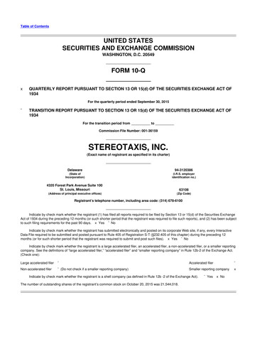 Vorschaubild Stereotaxis 10-Q Quartalsbericht 2015 