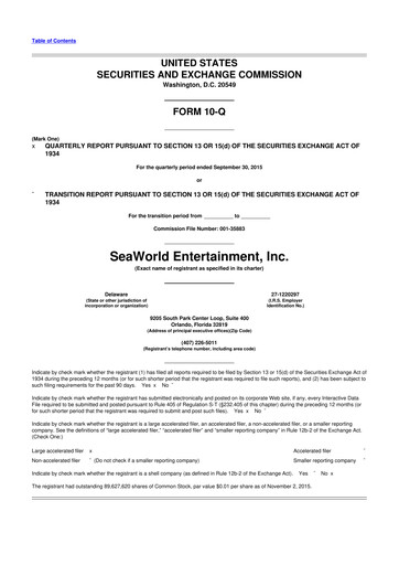 Thumbnail United Parks & Resorts 10-Q Quarterly Report FY2015 