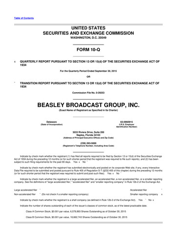 Thumbnail Beasley Broadcast Group
 10-Q Quarterly Report FY2015 