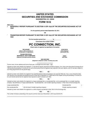 Miniature PC Connection
 10-Q Rapport trimestriel 2015 