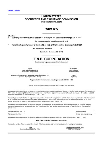 Thumbnail F.N.B. Corporation
 10-Q Quarterly Report FY2015 